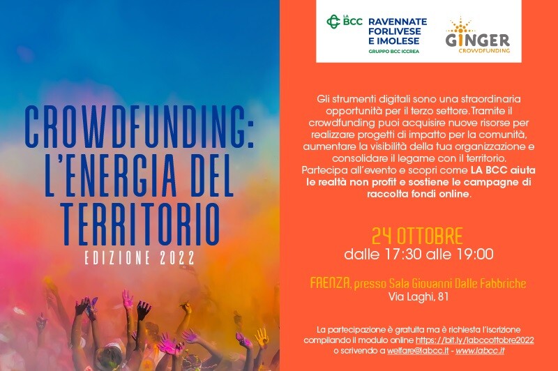 La prossima edizione di Crowdfunding: l’energia del territorio si terrà il 24 ottobre a Faenza